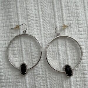 Kendra Scott “Elora” Silver and Black Hoop Earrings